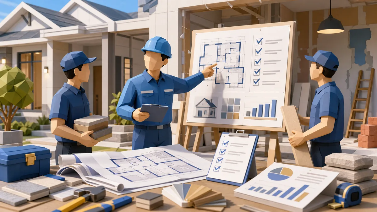 Cara memilih mandor untuk renovasi rumah dengan pengecekan scope pekerjaan, RAB, jadwal tukang, koordinasi material, dan pengawasan proyek