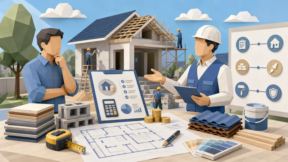 Harga borongan bangun rumah yang perlu dipahami dengan RAB, scope pekerjaan, material, upah tukang, dan estimasi biaya