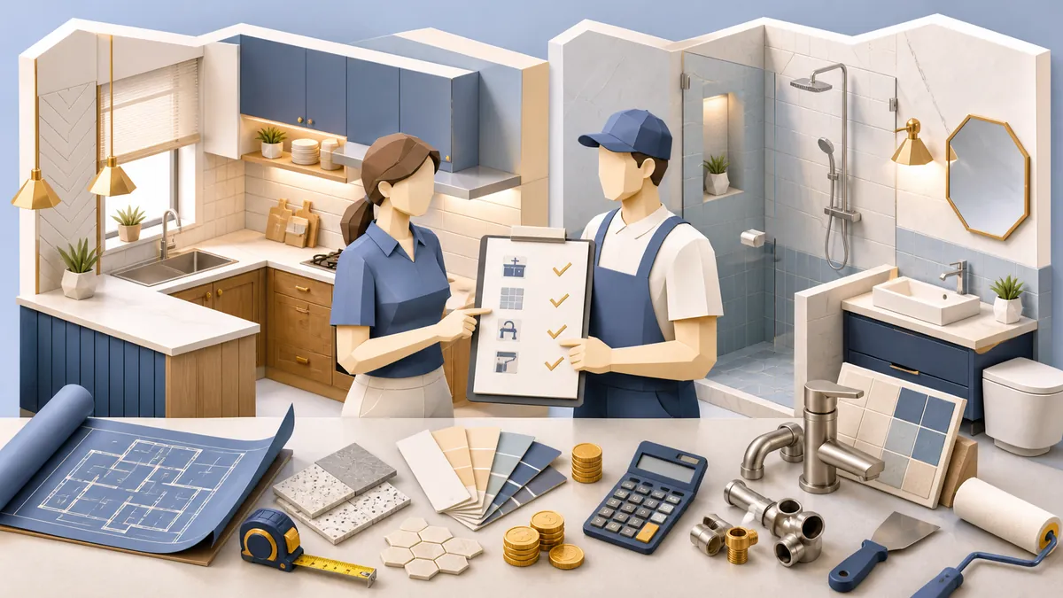 Renovasi dapur dan kamar mandi dengan biaya efisien melalui perencanaan RAB, material, plumbing, dan scope pekerjaan