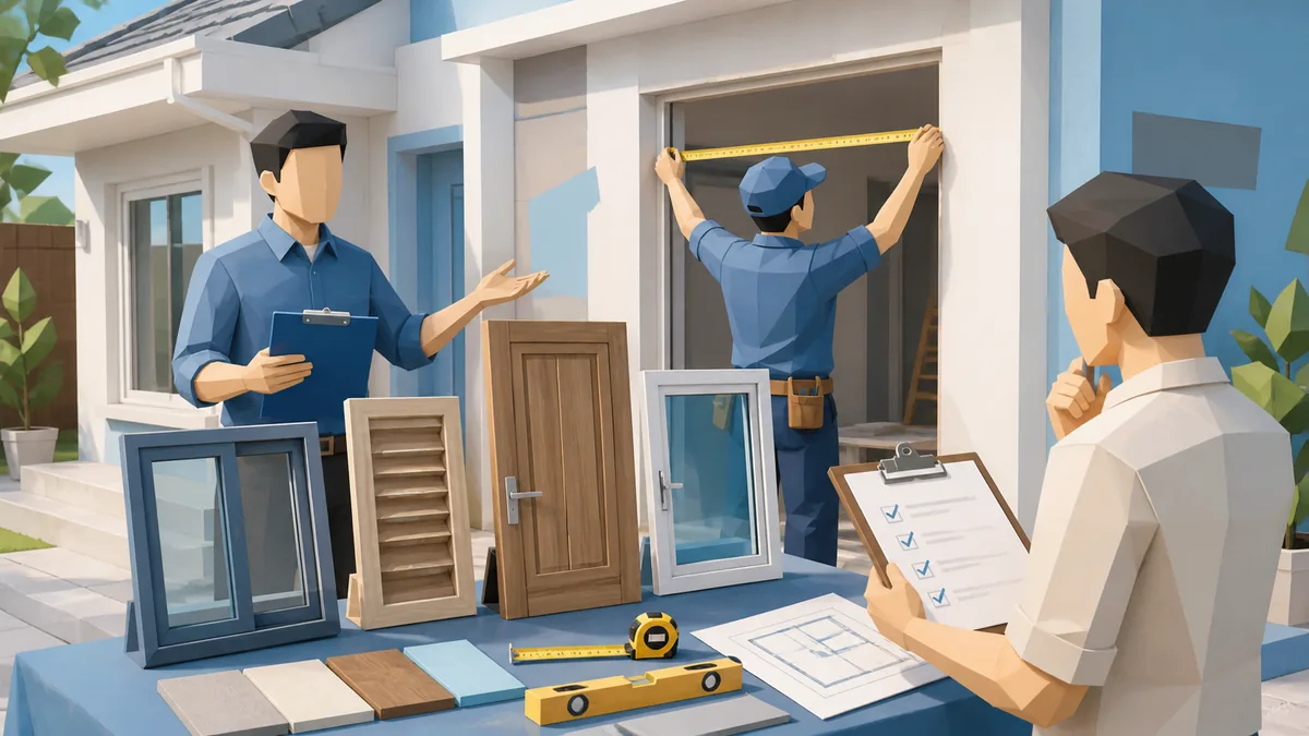 Tips memilih pintu dan jendela saat renovasi berdasarkan ukuran bukaan, material, RAB, kondisi rumah, pemasangan tukang, dan finishing